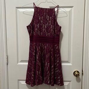 Jodi Kristopher Magenta Sheer Dress